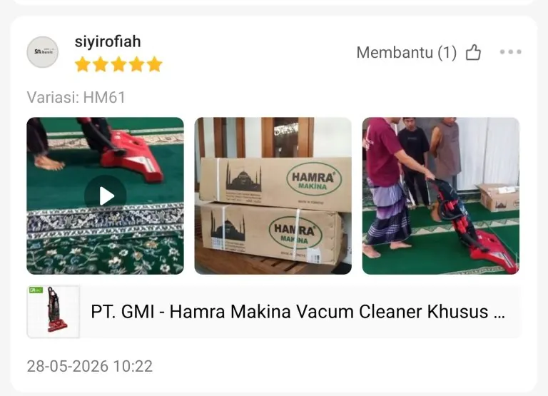 Cuplikan ulasan Shopee pembeli HM61 beserta foto pemakaian